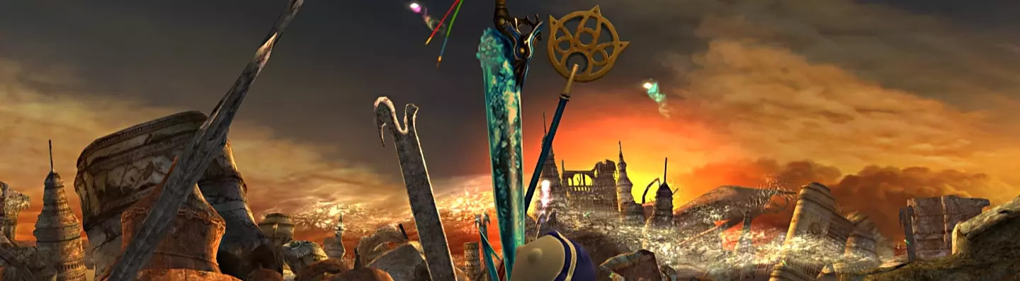 Picture of the opening scene of Final Fantasy X, showing the Zanarkand Ruins